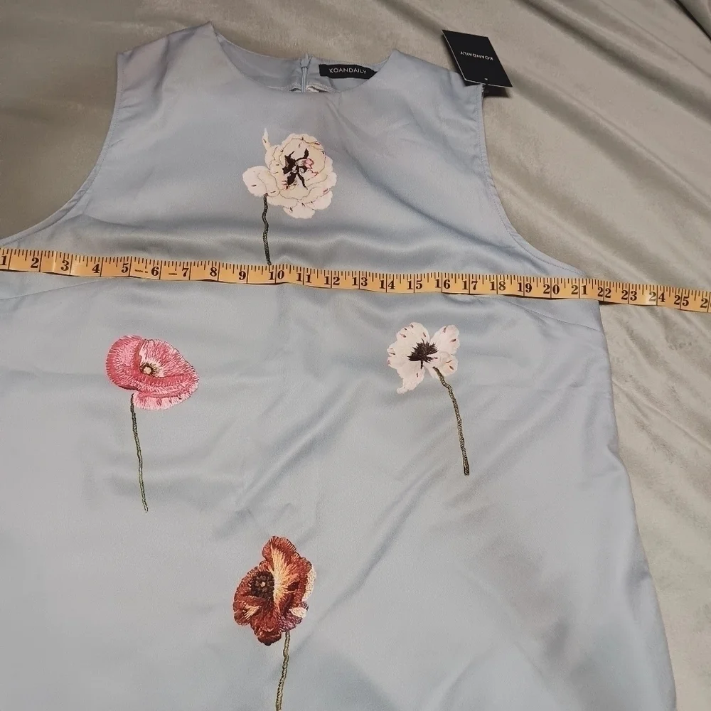 NWT KOANDAILY Blue floral print dress size XL - Picture 5 of 8
